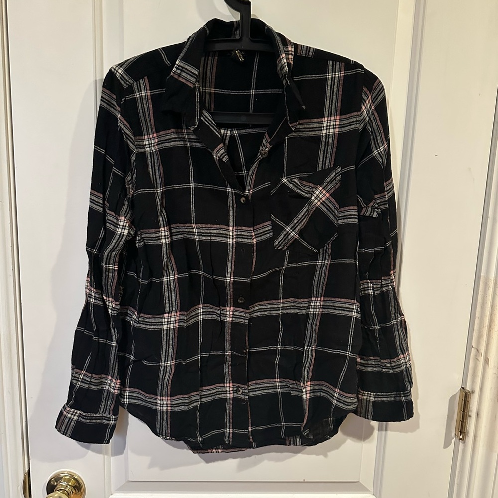 Forever 21 Black and Pink Plaid Shirt